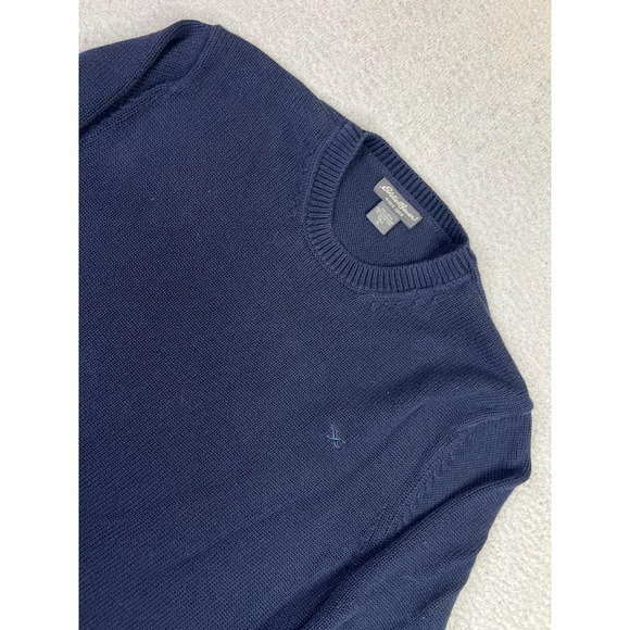 Eddie Bauer Sweater Mens Tall XL Navy Blue Cotton Crewneck Knit Pullover Classic - Picture 3 of 9